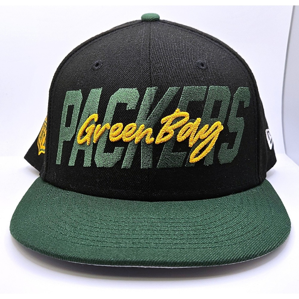 New Era 59FIFTY Green Bay Packers Fitted Hat 7 3/4 Black Green NFL Cap